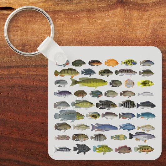 Cichlid Fish GroupKeychain Sleutelhanger (Voorkant)