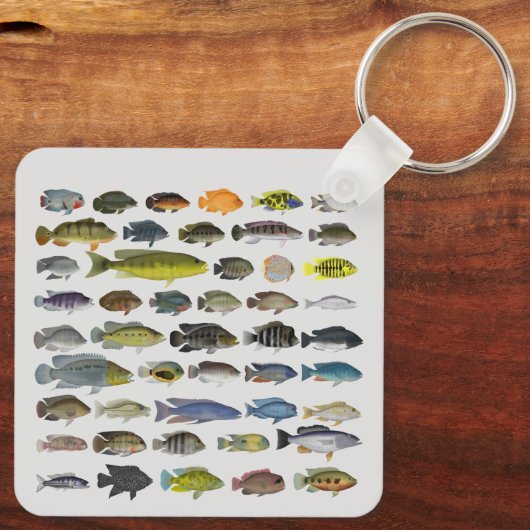 Cichlid Fish GroupKeychain Sleutelhanger (Achterkant)