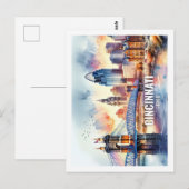 Cicinnati Ohio Beroemde Reisplaatsen waterverf Briefkaart (Voorkant / Achterkant)