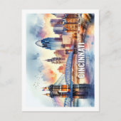 Cicinnati Ohio Beroemde Reisplaatsen waterverf Briefkaart (Voorkant)