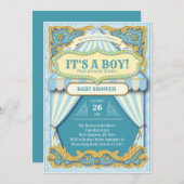 Cicus Carnival Boy Baby shower Blauw Grote Top Kaart (Voorkant / Achterkant)