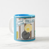 Cider Barrell Follies Comic Tweekleurige Koffiemok (Voorkant links)