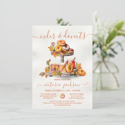 Cider en donuts Autumn Tiered Tray Vrijgezellenfee Kaart (Staand voorkant)