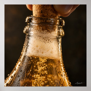 Ciderfles Bubbel Macro Fotografie Poster