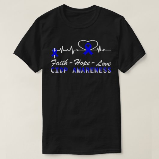 CIDP Awareness Heartbeat Christelijke Cross Suppor T-shirt (Design voorkant)