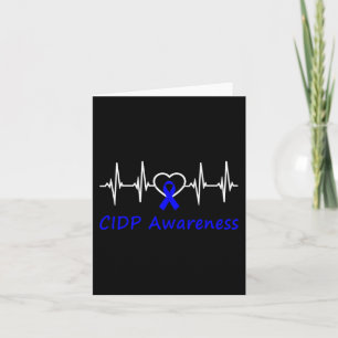 CIDP-bewustzijn Hartslag Liefde Blauwe Lint Steun Kaart