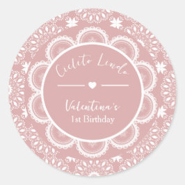 Cielito Lindo 1e verjaardag Roze Ronde Sticker