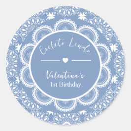 Cielito Lindo 1st Birthday Blue Ronde Sticker