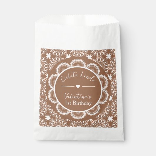 Cielito Lindo 1st Birthday Brown Bedankzakje (Voorkant)