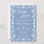 Cielito Lindo Baby shower Invitation, Dusty Blue Kaart (Voorkant)