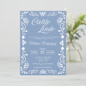 Cielito Lindo Baby shower Invitation, Dusty Blue Kaart (Staand voorkant)