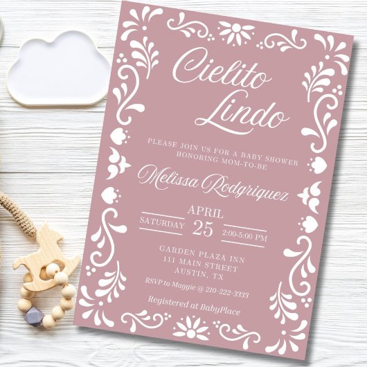 Cielito Lindo Baby shower Invitation, Dusty Pink Kaart