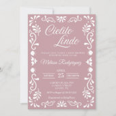 Cielito Lindo Baby shower Invitation, Dusty Pink Kaart (Voorkant)