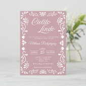 Cielito Lindo Baby shower Invitation, Dusty Pink Kaart (Staand voorkant)