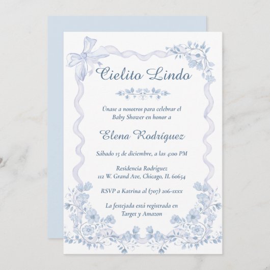 Cielito Lindo Baby shower Invitation Sjabloon Kaart (Voorkant / Achterkant)