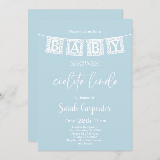 Cielito Lindo Baby shower Jongensuitnodiging Kaart (Voorkant / Achterkant)