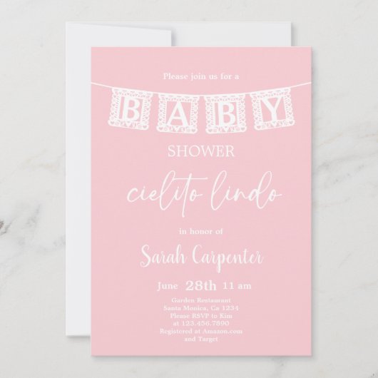 Cielito Lindo Baby shower Meisje Kaart (Voorkant)