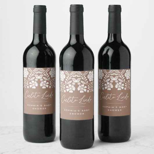 Cielito Lindo Baby shower Terracotta Uitnodiging Wijn Etiket (Flessen)