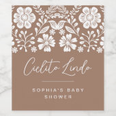 Cielito Lindo Baby shower Terracotta Uitnodiging Wijn Etiket (Enkel label)
