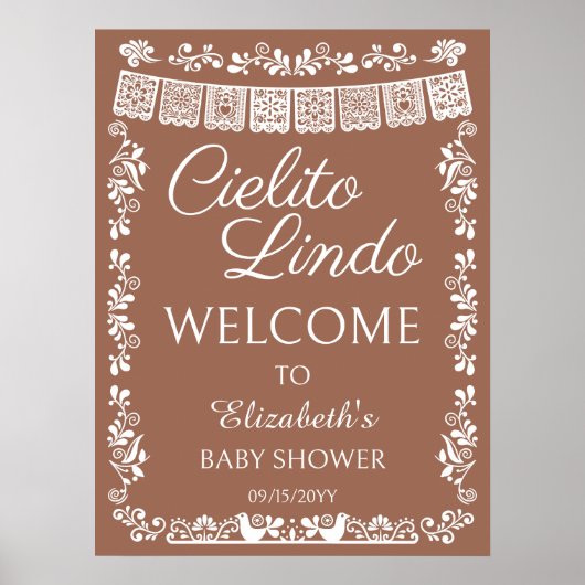 Cielito Lindo Baby Shower Terracotta Welcome Poster (Voorkant)