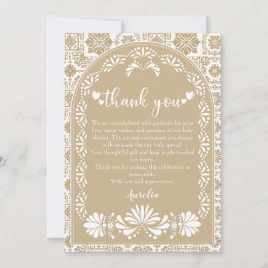 Cielito lindo Beige Baby shower Bedankkaart (Voorkant)