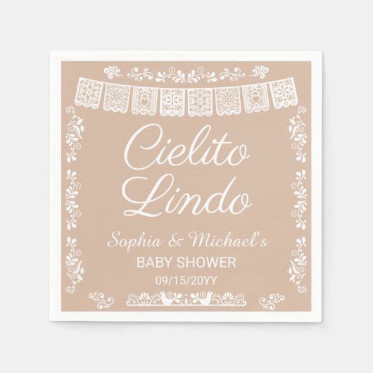 Cielito Lindo Beige Baby Shower Servet (Voorkant)