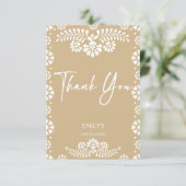 Cielito lindo beige Mexicaans baby shower Bedankkaart (Staand voorkant)