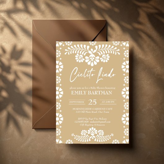 Cielito lindo beige Mexicaans baby shower Kaart