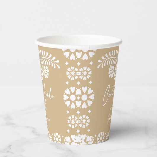 Cielito lindo beige Mexicaans baby shower op maat Papieren Bekers (Rechts)
