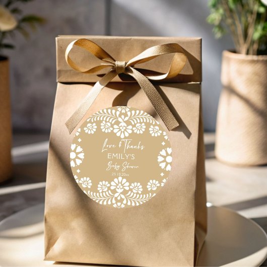 Cielito lindo beige Mexicaans baby shower Ronde Sticker