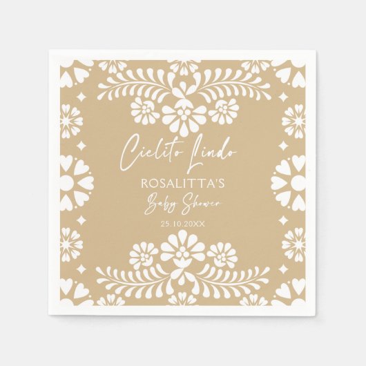 Cielito lindo beige Mexicaans baby shower Servet (Voorkant)