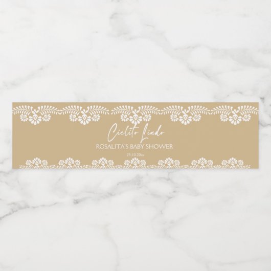 Cielito lindo beige Mexicaans baby shower Waterfles Etiket (Enkel label)