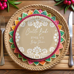 Cielito lindo beige Mexicaanse fiesta baby shower Papieren Bordje<br><div class="desc">Cielito lindo beige Mexicaanse baby shower monogrammed aangepaste papieren borden sjabloon,  wit en beige genderneutraal baby shower gepersonaliseerde papieren borden,  talavera baby shower monogrammed papieren borden,  Mexicaans baby shower gepersonaliseerde tafeldecoratie genderneutraal baby shower papier borden papel picado borden fiesta bebe Mexicaanse fiesta tafelgerei gepersonaliseerde tafeldecoratie</div>
