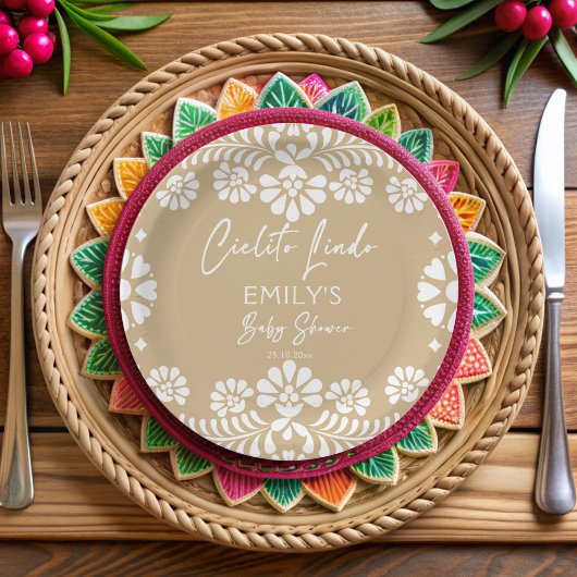 Cielito lindo beige Mexicaanse fiesta baby shower Papieren Bordje