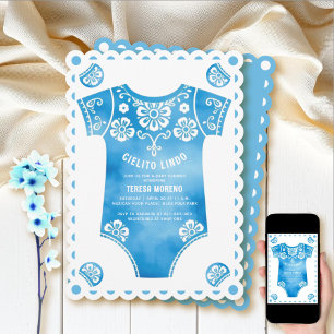 Cielito Lindo blauw bodysuit boy baby shower Kaart