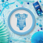 Cielito Lindo blauw bodysuit boy baby shower Papieren Bordje (Feest)