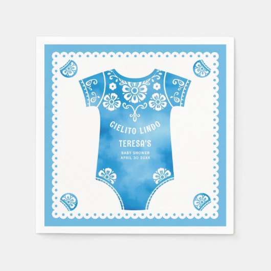 Cielito Lindo blauw bodysuit boy baby shower Servet (Voorkant)