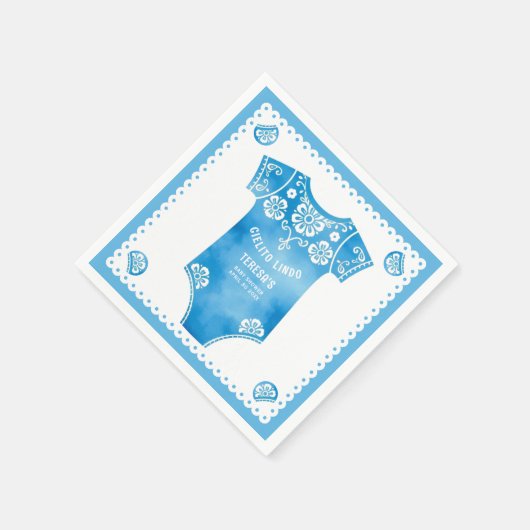Cielito Lindo blauw bodysuit boy baby shower Servet (Hoek)