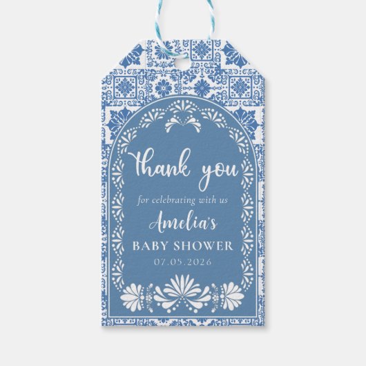Cielito Lindo Blauw Mexicaans Baby shower Gift Lab Cadeaulabel (Voorkant)