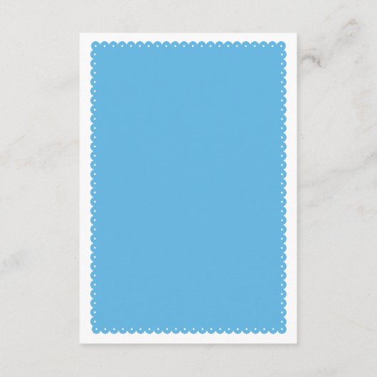 Cielito Lindo blauwe baby boy douche Luier Raffle Informatiekaartje (Achterkant)