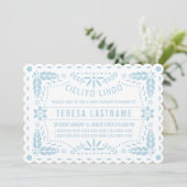Cielito Lindo blauwe papel picado baby boy shower Kaart (Staand voorkant)