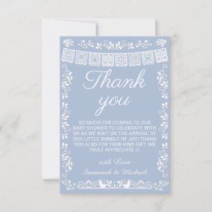 Cielito Lindo Blauwe Papel Picado Baby Shower Bedankkaart