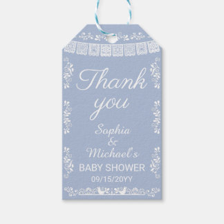 Cielito Lindo Blauwe Papel Picado Baby Shower Cadeaulabel