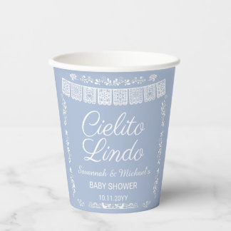 Cielito Lindo Blauwe Papel Picado Baby Shower Papieren Bekers