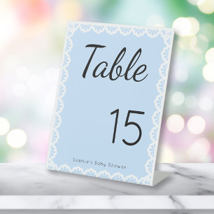 Cielito Lindo Blauwe Tafel Nummer Baby Shower Reclamebord Met Voetstuk