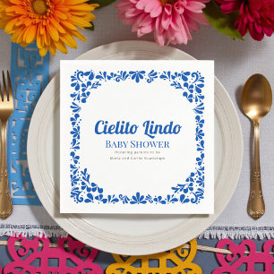 Cielito Lindo Blauwe Talavera Bloemachtige Baby Sh Servet