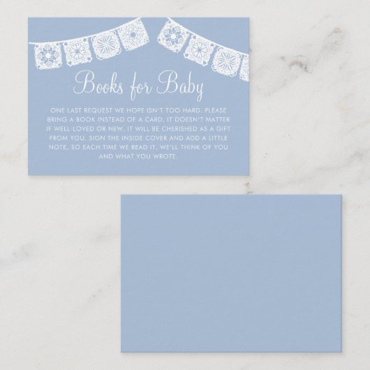 Cielito Lindo Blue Arch Papel Picado Baby shower Informatiekaartje (Voorkant / Achterkant)