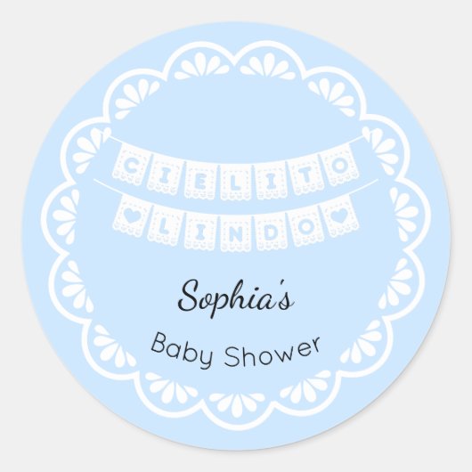 Cielito Lindo Blue Baby shower Ronde Sticker (Voorkant)