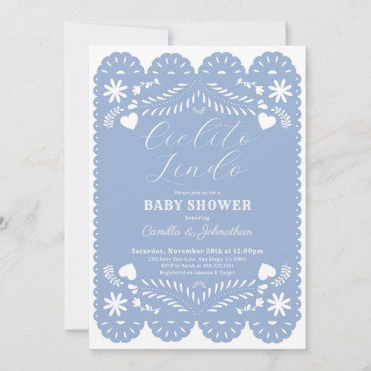 Cielito Lindo Blue Baby shower Uitnodiging (Voorkant)