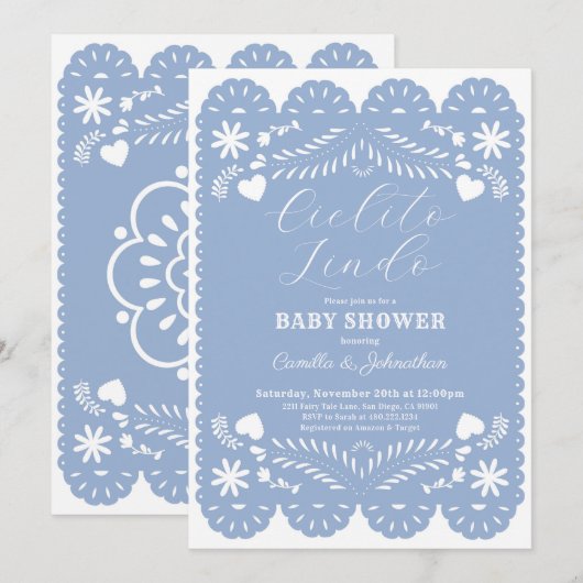 Cielito Lindo Blue Baby shower Uitnodiging (Voorkant / Achterkant)